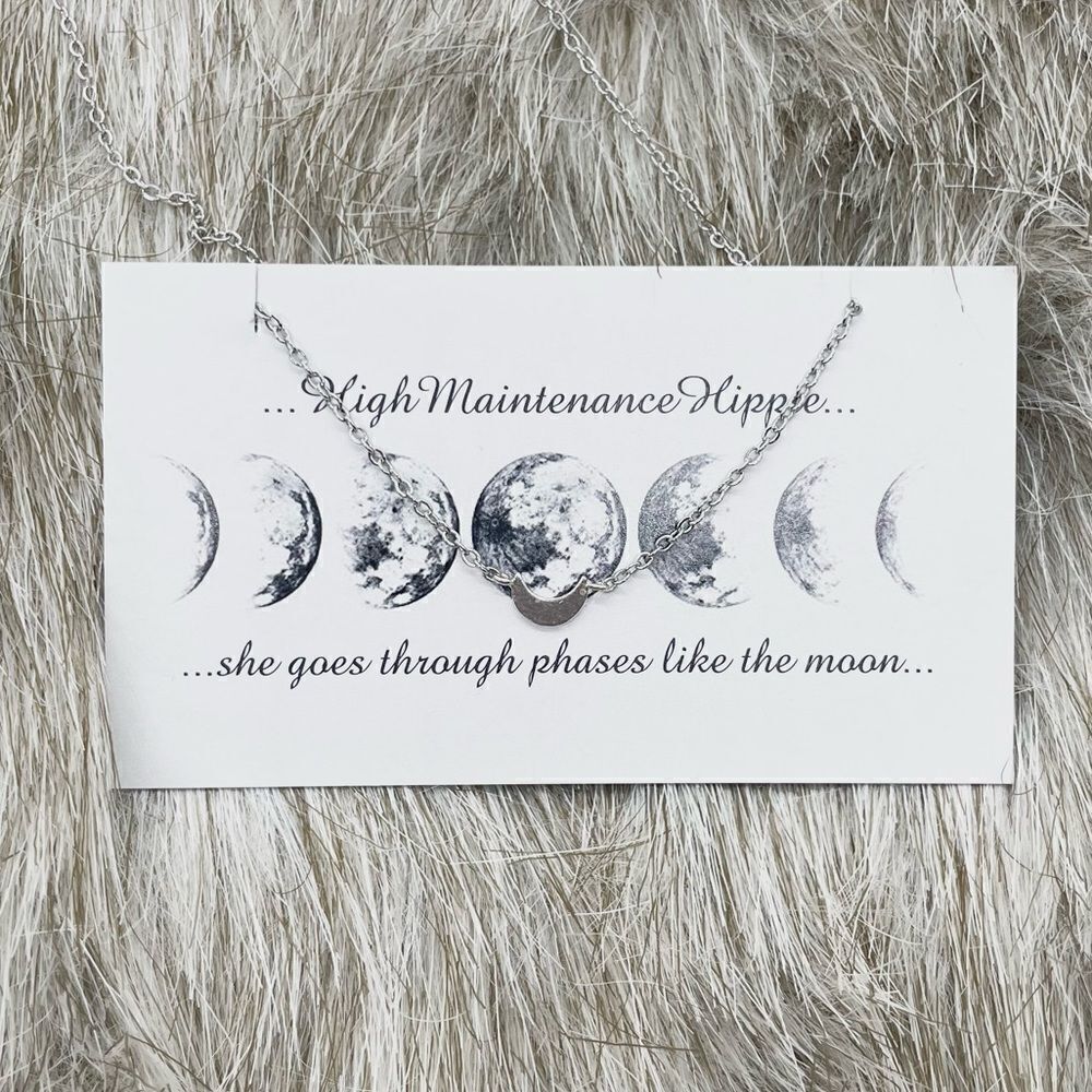 HighMaintenanceHippie Sterling Silver Crescent Moon Goddess Necklace
